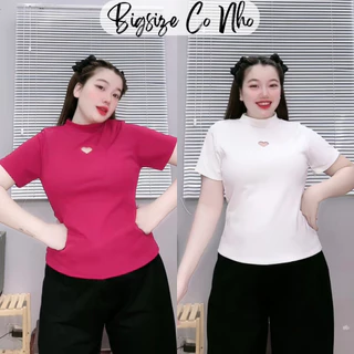 Áo babytee Bigsize Nữ tay ngắn cổ trụ khoét ngực trái tim quyến rũ thời trang năng động vải gân tăm co giãn- G147