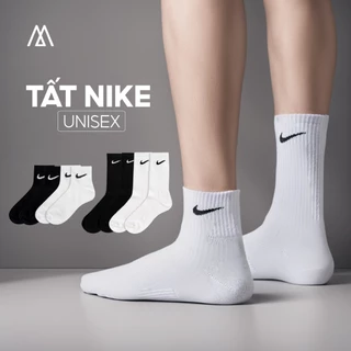 Vớ Nike cổ cao, Tất vớ Nike M thể thao cổ thấp trung cao nam nữ chất cotton dệt kim co giãn 4 chiều