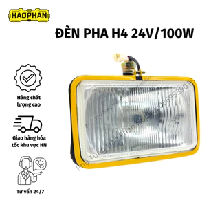 Đèn Pha H4 24V công suất 100W  hàng cao cấp, siêu sáng, thay bóng dễ dàng dùng cho máy xúc, máy công trình