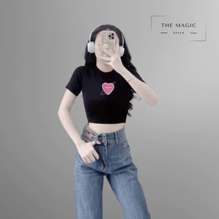 Áo thun croptop [Tim nhỏ] ôm body siêu dễ thương