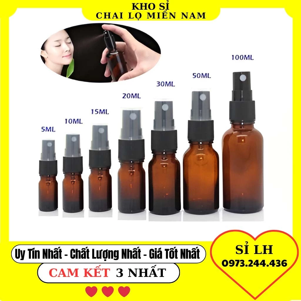 Chai Lọ THỦY TINH XỊT PHUN SƯƠNG 50ML/100ML, Chai Lọ Thủy Tinh Đựng Tinh Dầu, Chiết Gel, Chiết Mỹ Phẩm