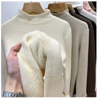 Áo len giữ nhiệt có CHẦN BÔNG phía trong dài tay cổ cao 3p form basic dễ phối thu đông mềm mại co giãn
