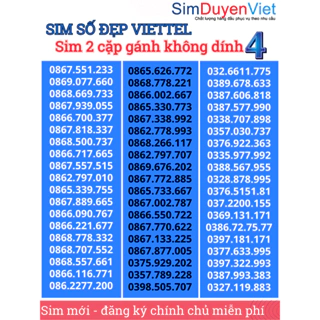 Sim VIETTEL số đẹp dễ nhớ 2 cặp gánh siêu đẹp (Sim nguyên kít trả trước) D4C4