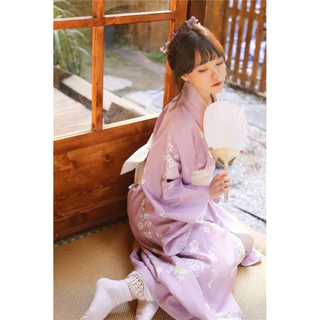 Trang phục truyền thống nhật bản kimono màu tím