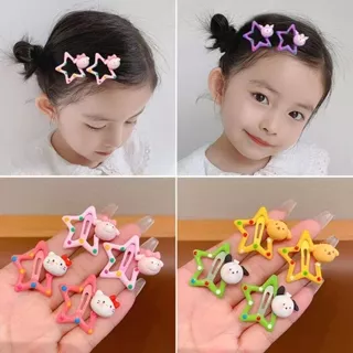 Set 2 Kẹp tóc ngôi sao chấm bi gắn charm dễ thương cho bé giá rẻ - Selenshop