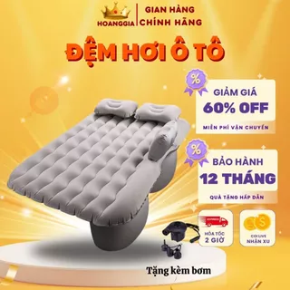 Đệm hơi ô tô - Nệm Hơi Ô Tô Cao Cấp Nhung Hàng Loại 1 Tặng Kèm Bơm , 2 Miếng Vá, Túi Đựng