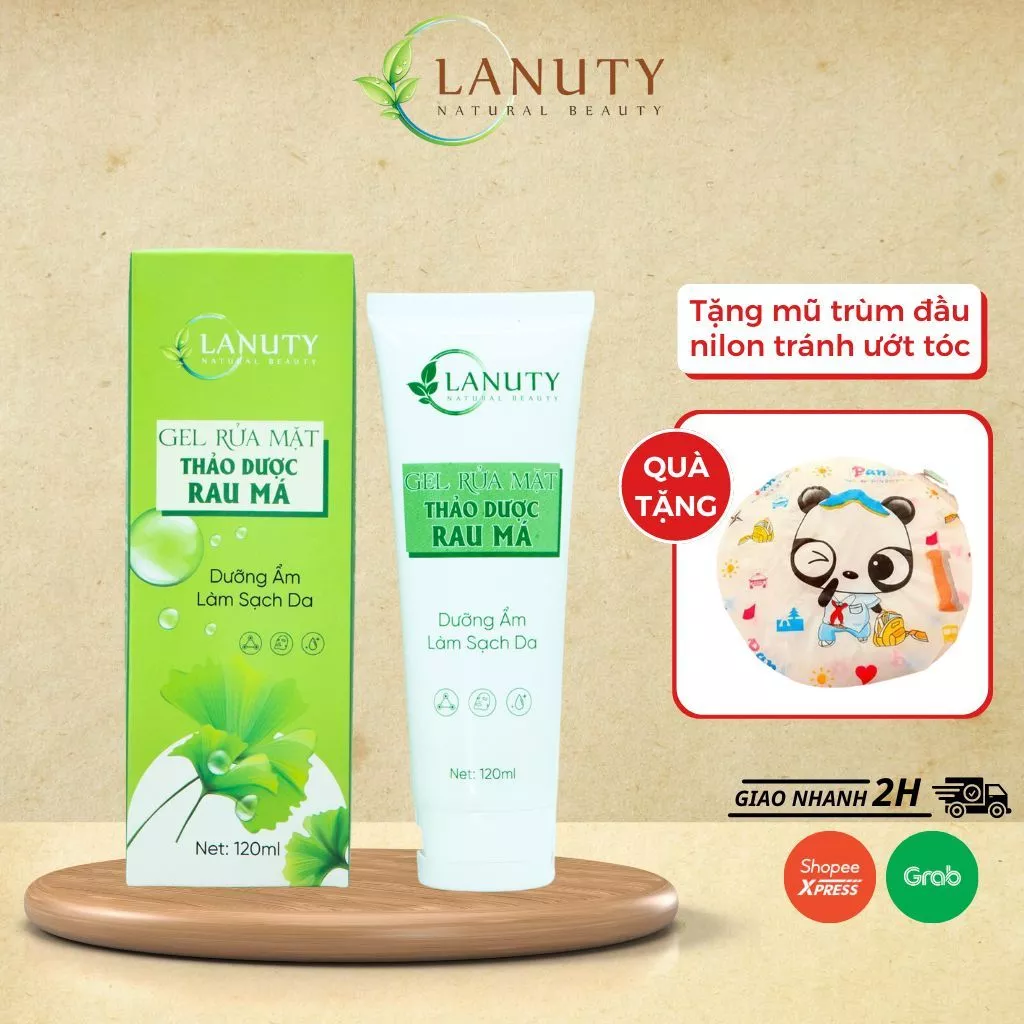 Gel rửa mặt thảo dược rau má Lanuty 120ml cấp ẩm cho da, ngăn ngừa mụn hiệu quả