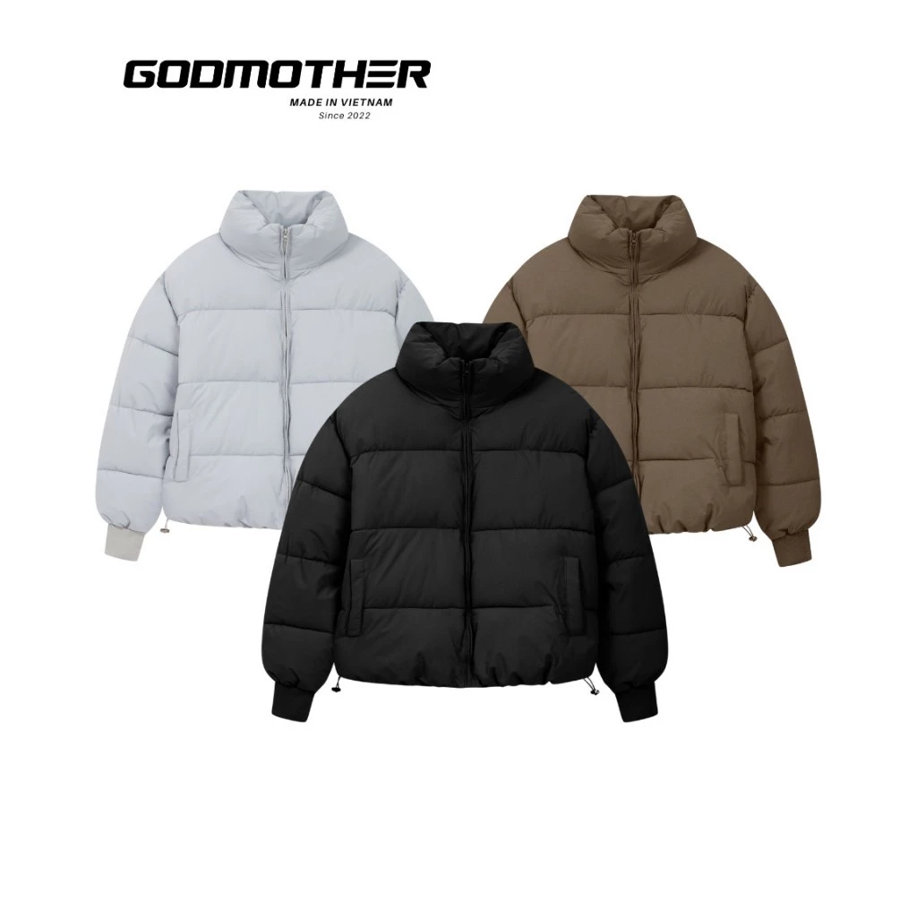 Áo Khoác Phao Cao Cấp GODMOTHER Áo Pufer Jacket Form Boxy Cổ Cao Giữ Ấm Phong Cách Basic