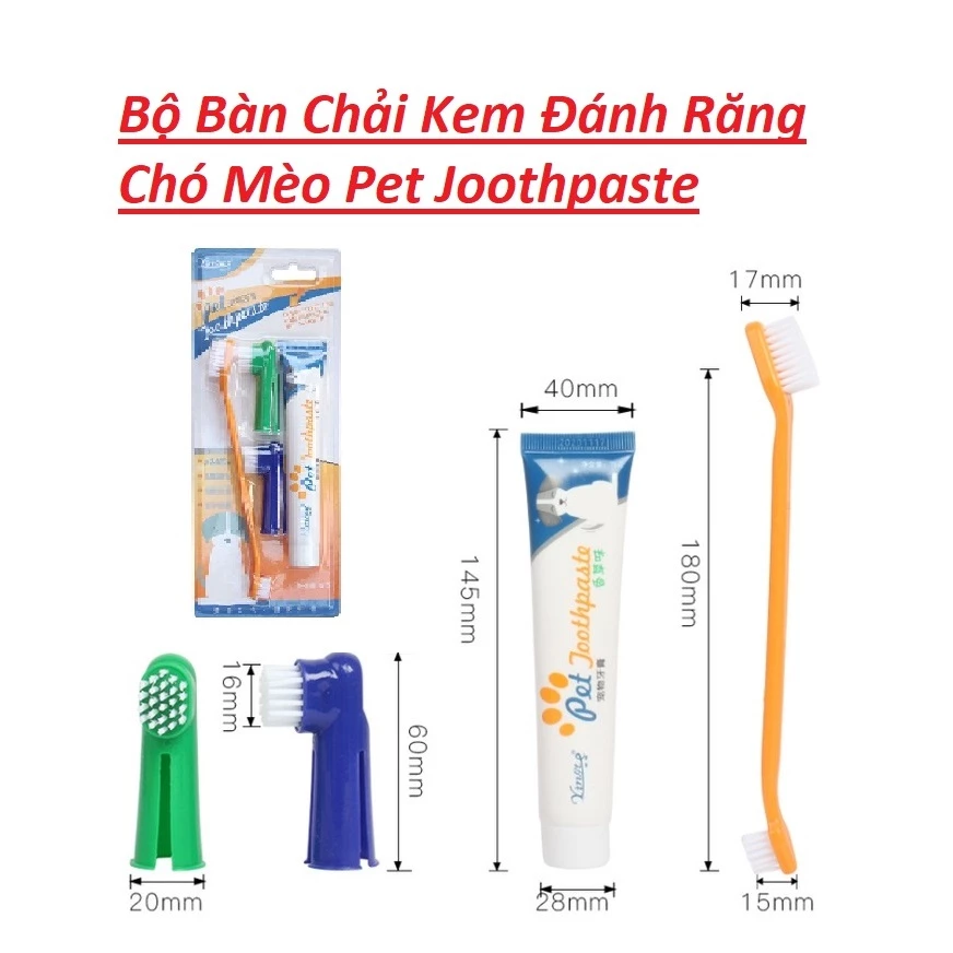 Bộ Kem Đánh Răng Bàn Chải Đánh Răng Chó Mèo Pet Joothpaste