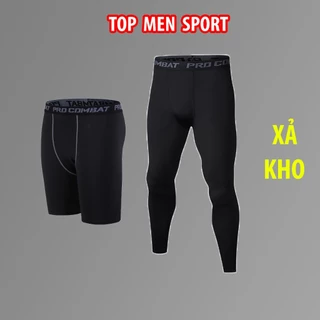 [XẢ KHO] Quần giữ nhiệt nam tập GYM ôm body PRO COMBAT, Quần giữ nhiệt thể thao nam body đá bóng, bóng rổ