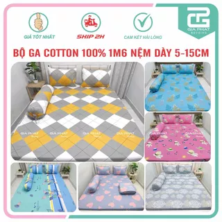 Bộ Ga Gối, Ga lẻ Cotton 100% chuẩn in logo cao cấp, thoáng khí ( Kích thước 1m6 x 2m nệm dày 5- 15cm)