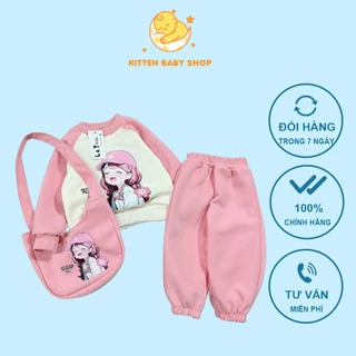 Bộ nỉ cho bé gái hàng đẹp, bộ quần áo Hoodie cho bé 10-30kg Set đồ đông cá tính cho bé gái Kittenbabyshop