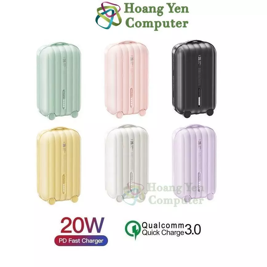 Sạc Dự Phòng Mini Remax RPP-595 10000mAh, Kiểu Dáng Vali Siêu Kute (Sạc Nhanh QC3.0 18W, 22.5W, PD20W) - BH 1 Năm