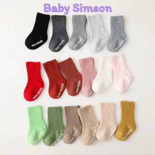 Tất vớ len gân chống trượt nhiều màu sắc cho bé T01 Tất kids socks len tăm cổ cao cổ màu trơn basic