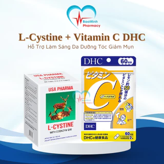 COMBO Viên Uống L-Cystine 500MG + Vitamin C DHC Hỗ Trợ Làm Sáng Da Dưỡng Tóc Giảm Mụn Chăm Sóc Da Toàn Diện