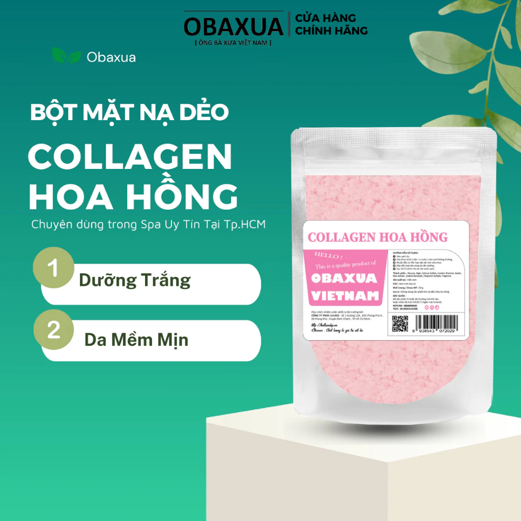 Bột mặt nạ dẻo collagen Hoa Hồng cao cấp (Bột mặt nạ dẻo)