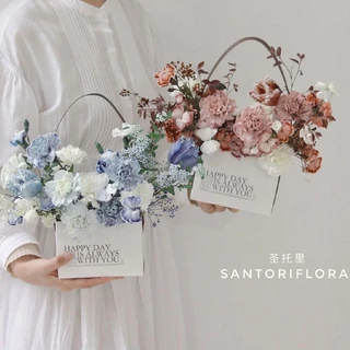 Túi giỏ chữ nhật cắm hoa phong cách Hàn Quốc - size nhỏ