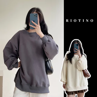 Áo Sweater form rộng chất nỉ hàn RIOTINO cổ tròn unisex phong cách Hàn Quốc, Áo thu đông nam nữ dài tay siêu ấm A002