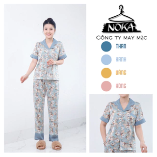 Bộ Pyjama lụa satin cộc tay quần dài B621 NOKA