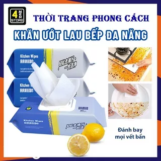 Khăn Lau Bếp Đa Năng - Khăn Giấy Ướt Lau Bếp Siêu Sạch Gói 80 Tờ Không Độc Hại Không Gây Kích Ứng Da- Gói 80 Tờ Khăn Ướt