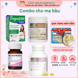 Combo cho mẹ bầu (Canxi Bioisland 150v người trưởng thành , Vitamin bầu Pregnacare Max, DHA Bioisland, sắt Blackmores)