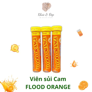 Viên sủi cam FLOOD ORANGE ống 20 viên, bổ sung vitamin C, tăng đề kháng