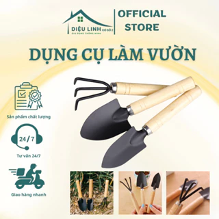 Bộ Dụng Cụ Làm Vườn Mini Cán Gỗ Nhỏ Gọn Dễ Sử Dụng