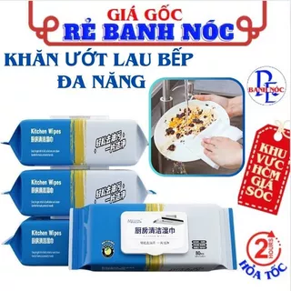 Khăn Uớt Lau Bếp Đa Năng Hương Chanh Dịu Nhẹ - Giấy Uớt Vệ Sinh Nhà Bếp, Bát Đĩa Siêu Dai An Toàn Cho Da Tay Gói 80 Tờ