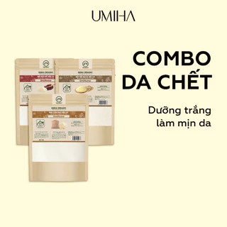 Combo 3 bột tẩy tế bào chết cơ thể và dưỡng trắng da nguyên chất UMIHOME (40G x 3) gồm Cám Gạo, Đậu Đỏ, Yến Mạch