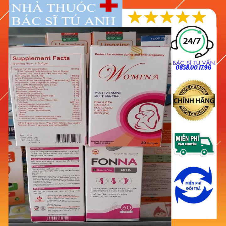 Viên uống Womina Bổ Bầu Mỹ - Bổ sung Vitamin và Khoáng chất cho bà Bầu I Nhập khẩu chính hãng Mỹ.bổ bầu fonna