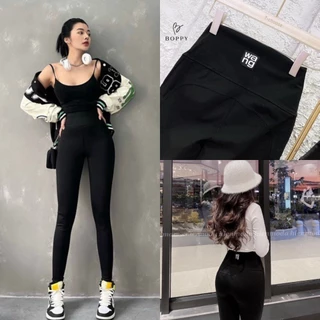 Quần Legging nữ cạp cao Wang dài nâng mông mẫu mới Quần legging hàn đen nữ co giãn gen bụng vải Umi cao cấp dáng ôm