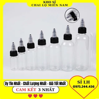 Chai Nhựa Nắp Nhọn Mực Xăm 15ml/20ml/30ml/50ml/100ml/150ml/300ml, Lọ Chiết Mực Xăm Mỹ Phẩm Du Lịch