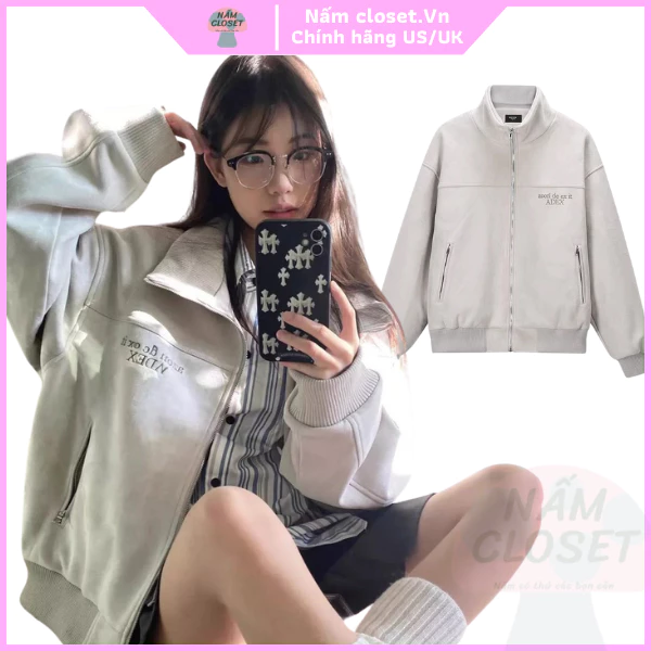 Áo khoác bóng chày chất da lộn cao cấp lót gió logo thêu form nam nữ unisex - NAM019