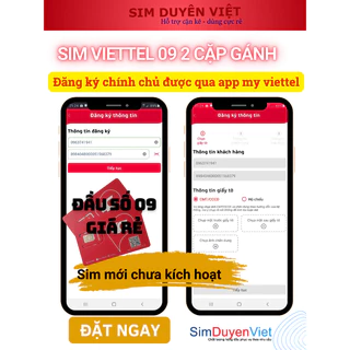 Sim Viettel Đầu 09 loại đẹp 2 cặp gánh (Đăng ký chính chủ được online qua my Viettel)