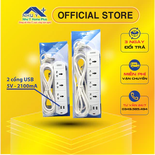 Ổ điện 2500W đa năng thông minh Hinoki [Chính hãng] - 2 cổng USB, chống cháy, chống giật, chống va đập, lõi đồng dày