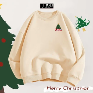 Áo Sweater Cây Thông Mini Màu Be Nam Nữ By JOLI Unisex Chất Nỉ Lót Bông Form Rộng