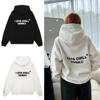 Áo Hoodie Form Rộng Unisex In Chữ LETS CHILL Vải Nỉ Trần Bông Dày Dặn Nam Nữ Mặc Đẹp