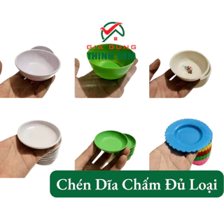 [THỊNH TÂM] Chén Dĩa Chấm Nhỏ Trắng Xanh Nhựa Melamine - Nhựa Dẻo - Nhựa Lúa Mạch