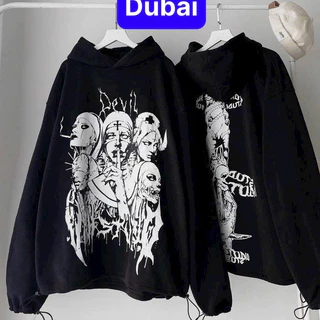 ÁO NỈ, ÁO KHOÁC HOODIE QUỶ MẶT TRẮNG DEVI.L SIÊU NGẦU NAM NỮ PHONG CÁCH SANG CHẢNH - DUBAI FASHION