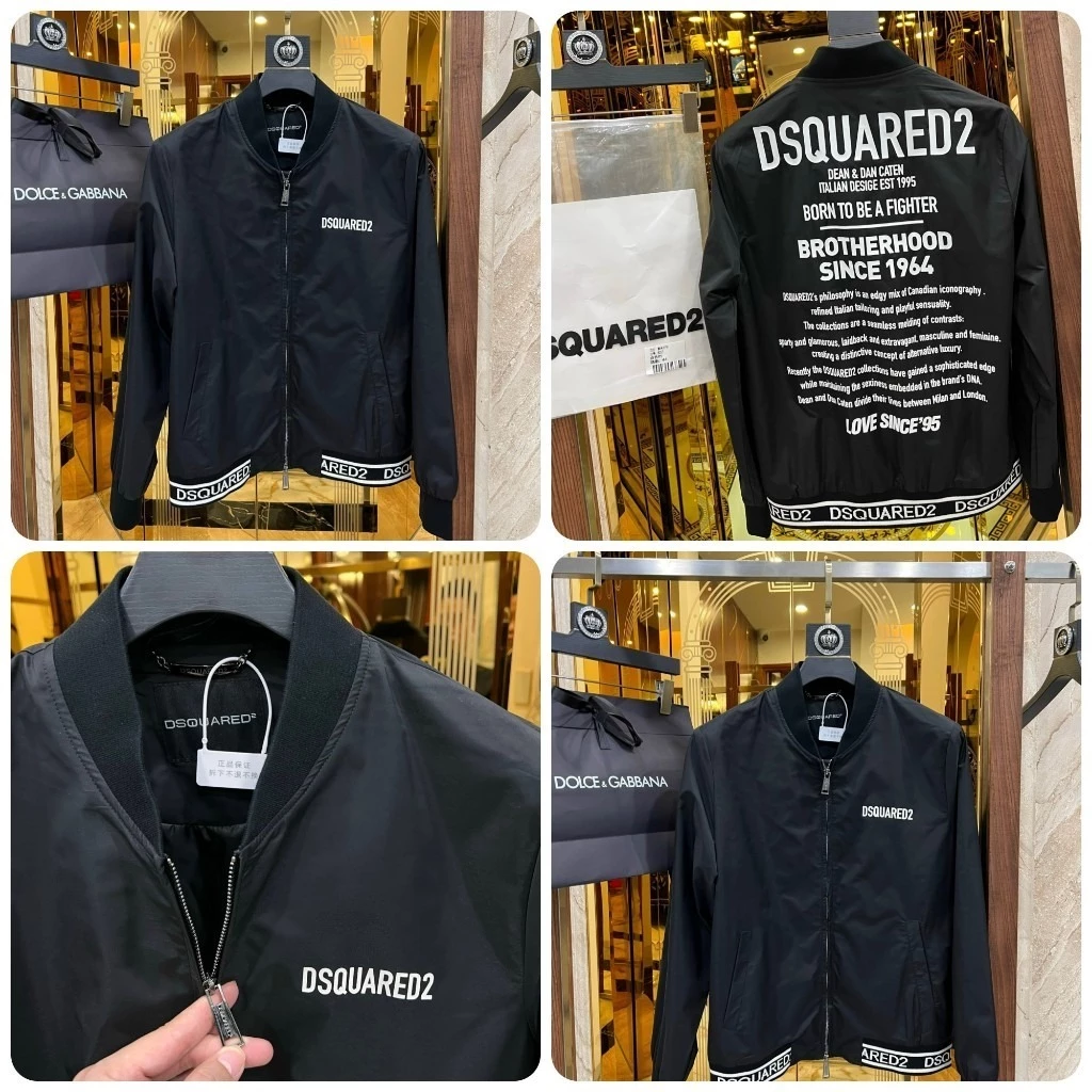 Áo bomber nam DSQ in chữ sau lưng siêu hot-áo bomebr có cổ DSQUARED2 nam nữ đông 2023