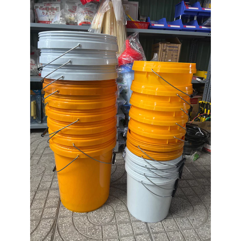 Xô nhựa 10l-20l (vàng-trắng)không có nắp (giá 1 cái)