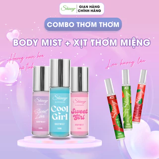 Combo Thơm Thơm - Body mist Shiney 30ml & Xịt thơm miệng Shiney 10ml