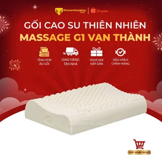 Gối cao su Massage G1 Vạn Thành, hỗ trợ giấc ngủ, nâng đỡ vai gáy, 100% từ cao su thiên nhiên - Tặng vỏ gối [Chính hãng]