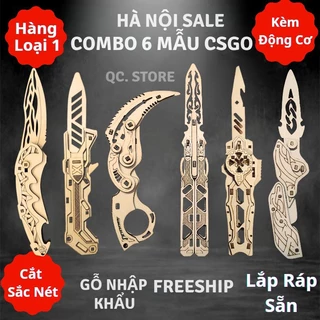 [Loại 1] Combo 6 Mô Hình Lắp Ráp Bấm CSGO Bằng Gỗ 3D 🕋 Kèm Động Cơ 🕋 đồ chơi, karambit, butterfly, lego, cà rốt ,vô tri