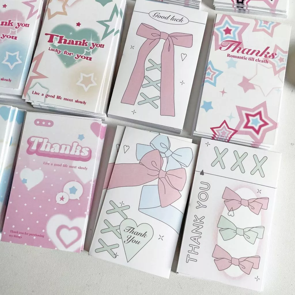 Set 10 Sticker Tem Niêm Phong Cảm Ơn Hộp Túi Gói Hàng Gói Card Xinh Xắn