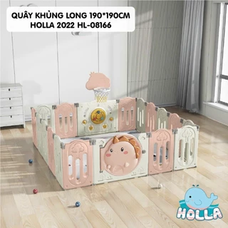 Quây cũi nhựa khủng long gấp gọn HOLLA 2022,đầy đủ thảm,bóng,cột bóng rổ và giỏ đựng cho bé