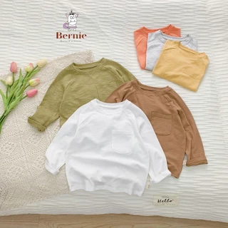 Áo phông dài tay trơn unisex cho bé trai gái BERNIE cotton xược mềm mại nhiều màu 8 đến 25kg 22A234