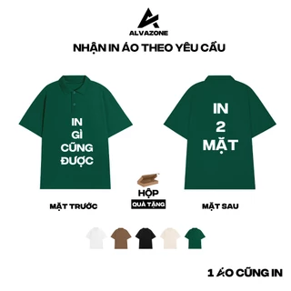 [NHẬN IN THEO YÊU CẦU] Áo Thun Polo In Theo Yêu Cầu Gì Cũng Được Oversize 5 Màu Cotton 100% AlvaPrinting