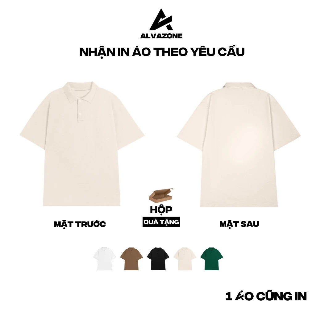 Áo Thun Polo Oversize Trơn 5 Màu Cotton 100% AlvaZone