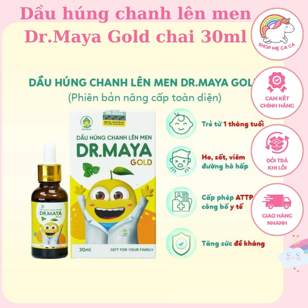 Dầu húng chanh lên men Dr.Maya Gold chai 30ml - Hỗ trợ trị ho, tăng đề kháng cho bé ngay từ sơ sinh